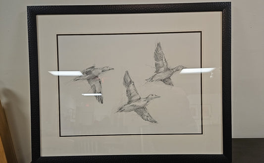 'Mallard Duck Sketch II' Flock of Ducks Wall Decor in Espresso Frame
