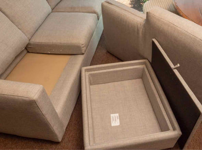 Crate & Barrel  'Silver Pewter' Wool Blend Upholstry Reversible Chaise Sectional