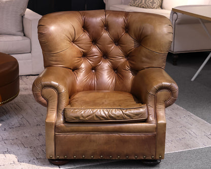 Restoration Hardware Leather Tufted Chair