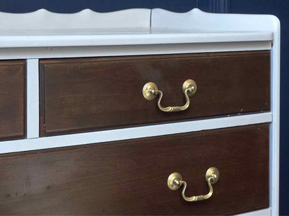 Arctic Finish 5 Dark Cherry Drawer Dresser with Back Splash