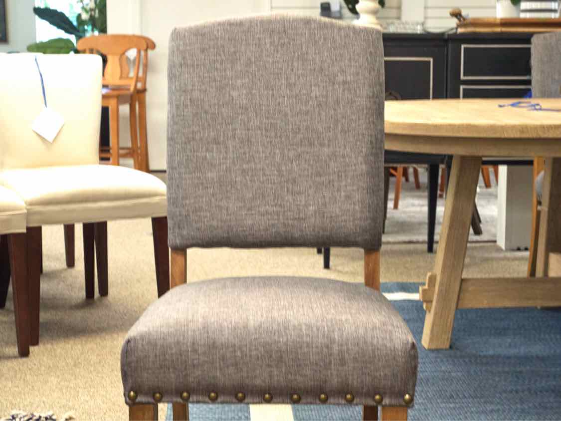 Set of 6 Grey Heather Parsons Dining Chairs on Driftwood Finish Legs