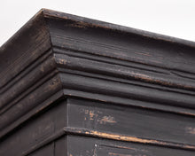 Black Distressed Glass Library Cabinet