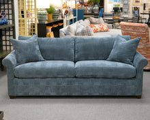 Vanguard Blue Velvet Three-Cushion Sofa