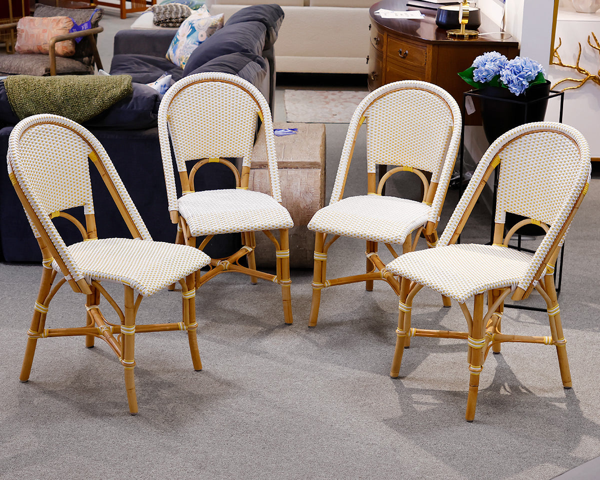 Set of 4 Serena & Lily Rivera Etoile Rattan Dining Chairs