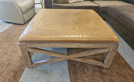 Leather Top Square Ottoman