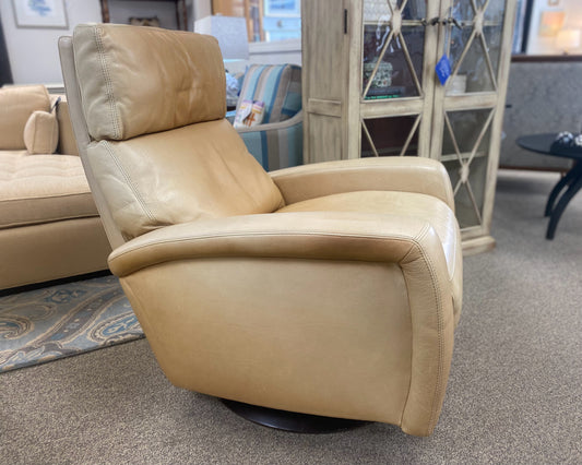 American Leather Sand Colored Leather Recliner/Swivel   Chair