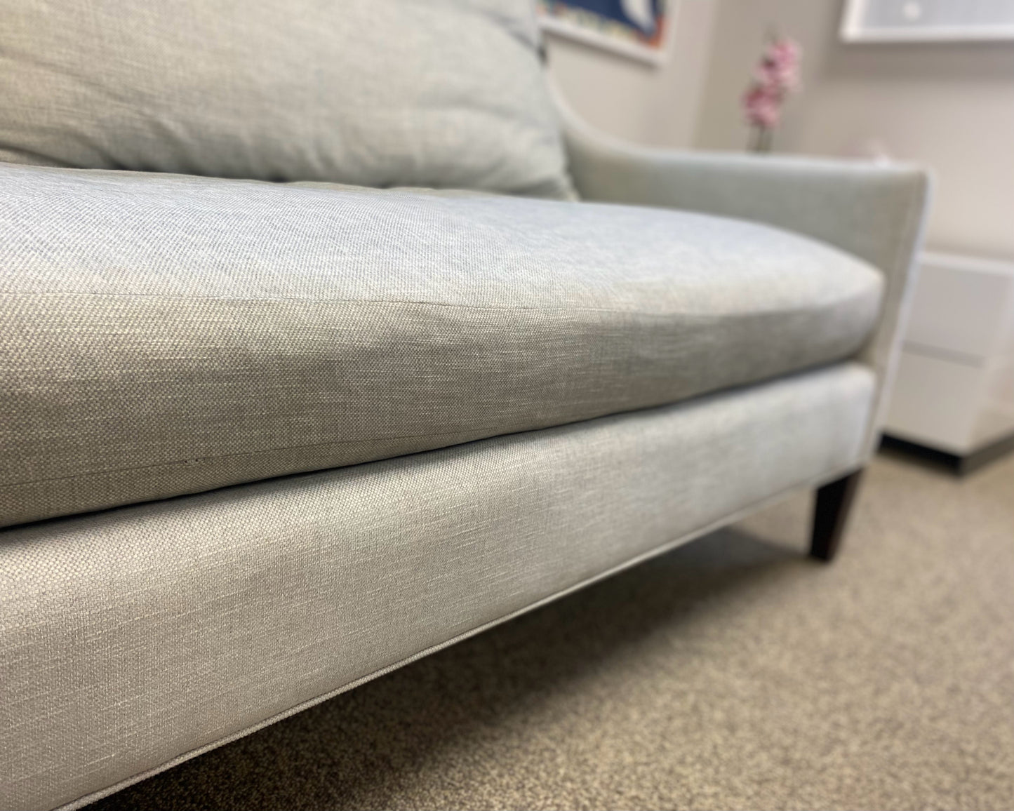 Crate & Barrel Slope Arm Sofa in Light Grey