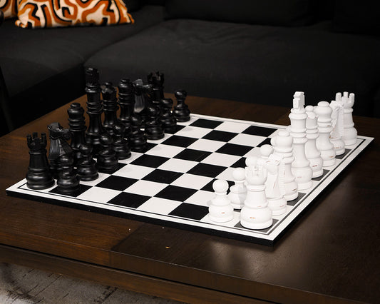 Oversized White and Black Chess Set