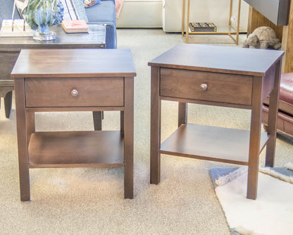 Pair Of Espresso 1 Drawer Nightstands W/ Open Shelf