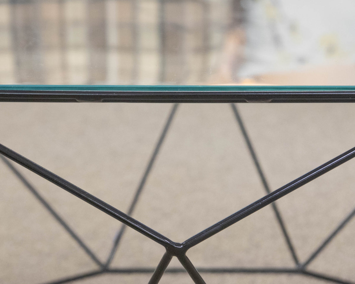 Roche ' Precious' Glass Octagon Cocktail Table with Black Wire Base