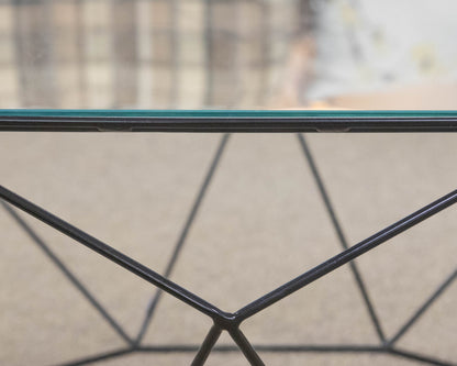 Roche ' Precious' Glass Octagon Cocktail Table with Black Wire Base