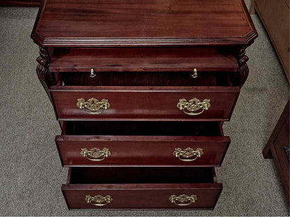 Pair of Mahogany Chippendale Style 3 Drawer Nightstands