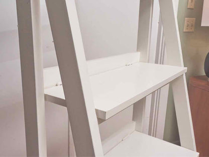 White Finish 4 Shelf Ladder Etagere