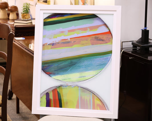 "Rhythmic Circles IB" Print in White Lacquer Frame