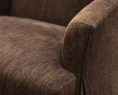 Pair of Jessica Charles Swivel Chairs in Brown Chenille
