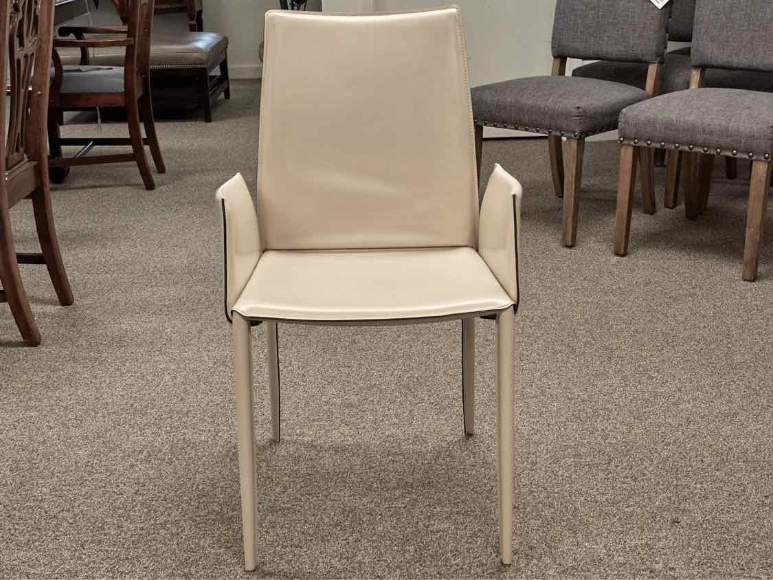 Pair of Bontempi Casa Linda Leather Arm Chairs in Cream