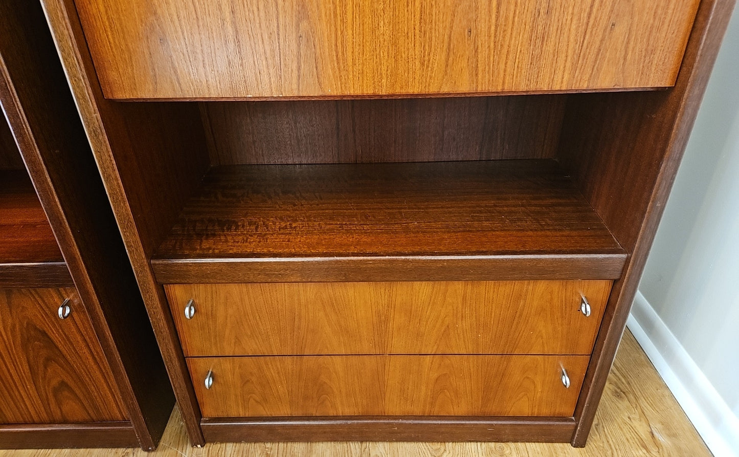 Redwood & Glass Cabinet with Desk