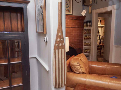 Wooden Oar In Cream Stripes & Stars  Finish