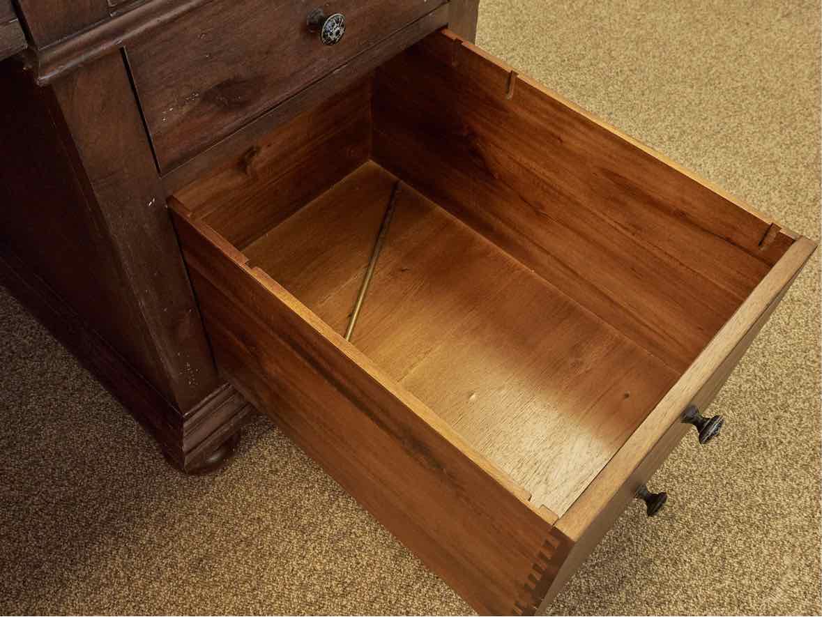 RH  Saint James White Oak  Executive Desk in Antique Coffee w/ Ball Feet