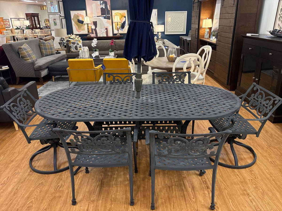 Ballard Design Aluminum Outdoor Dining Set w/ 6 Chairs