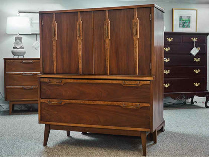 MCM Style Burled Walnut Armoire