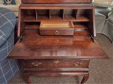 Cherry Secretary Desk with Drop Front & Glass Pane Door Top