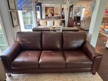 "Brayna' Classic Brown Leather 3 Attached Cushion Sofa