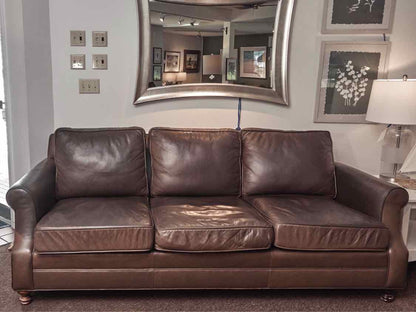 Leather 3 Cushion Sofa In Dark Chocolate