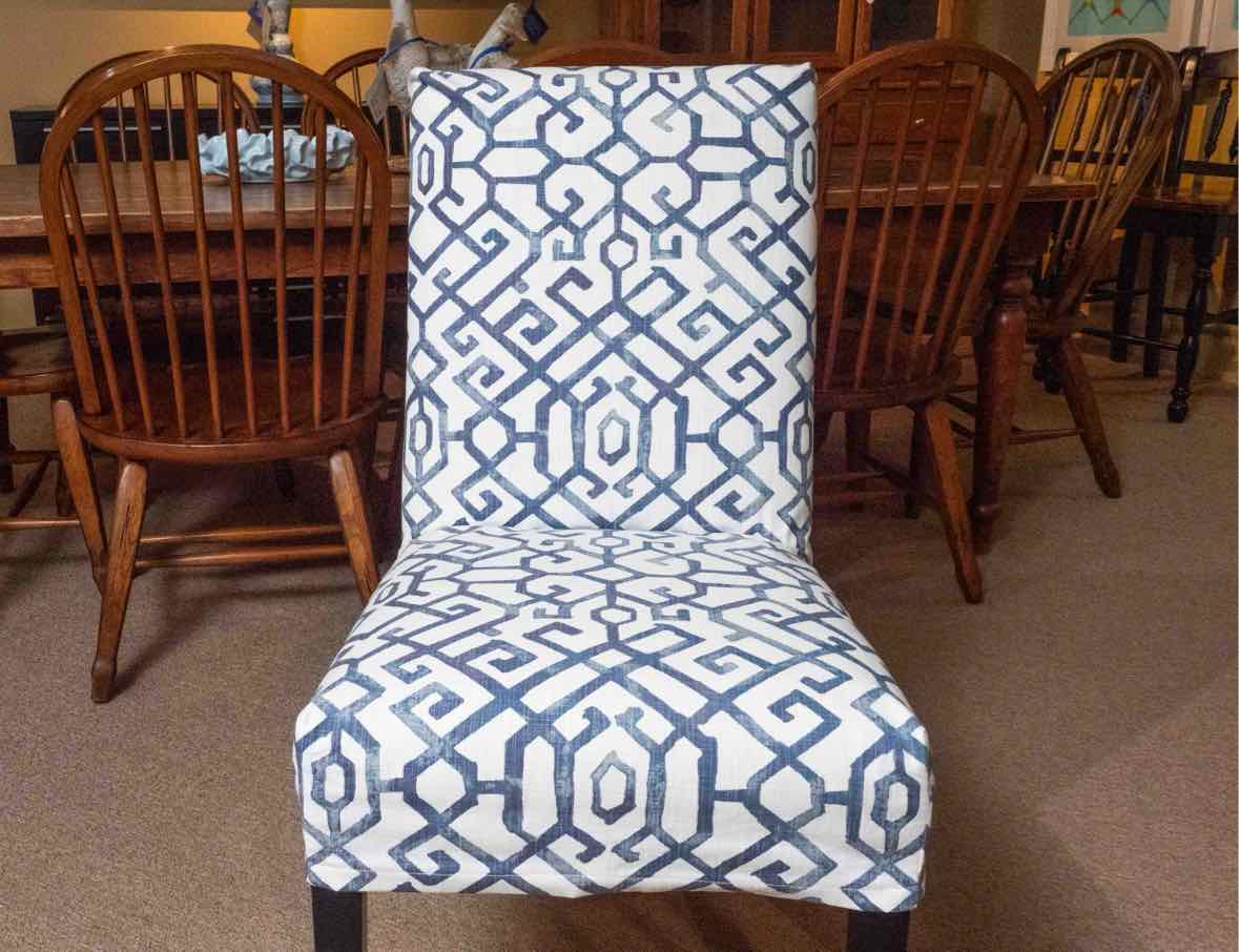 Pair Of Ethan Allen Host & Hostess Custom Slip Covered  Dining Chairs