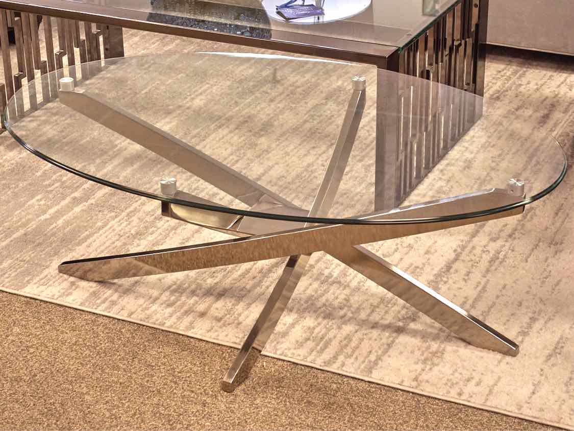Oval Glass Top Cocktail Table