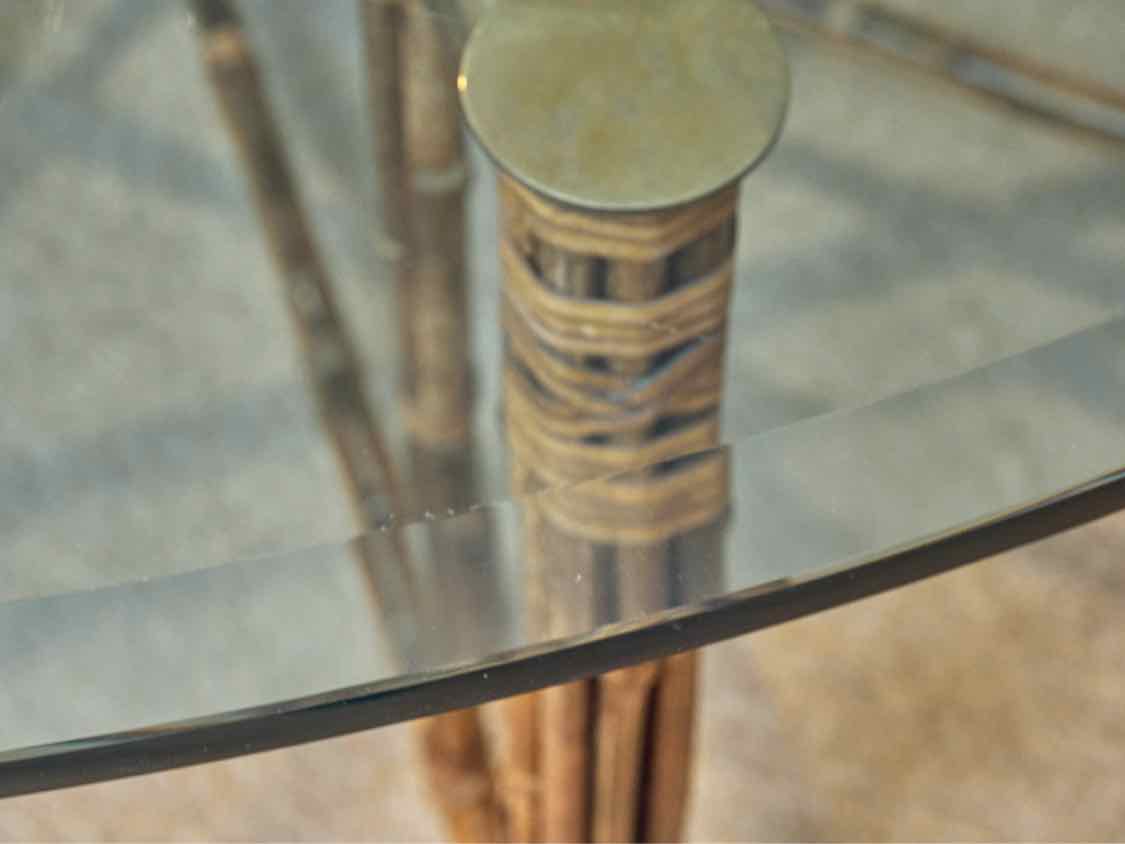 McGuire Glass Top Rattan Bamboo  Table &  8 Chair Set