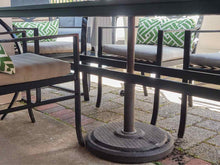 Black Aluminum Outdoor Dining Set with Table & 6 Arm Chairs & Umbrella