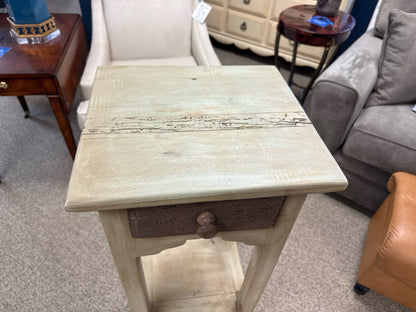 Tall Plant Stand with Small Drawer in Pale Green