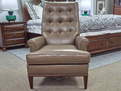Hickory Chair  Muddled Olive Leather Chair with Tufted Back