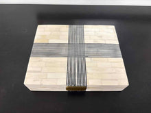 Small Decorative Box with Bone & Black Cross Hatching