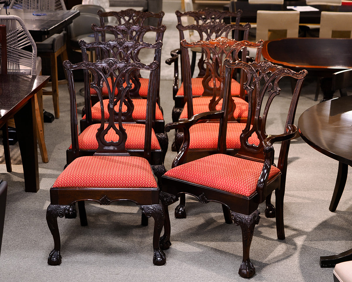 Set of 8 Stickley Mahogany Chippendale Style Dining Chairs