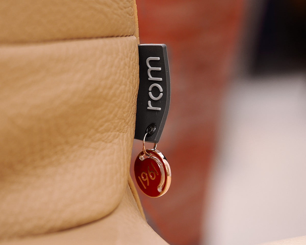 ROM Khaki Leather Sofa and Ottoman