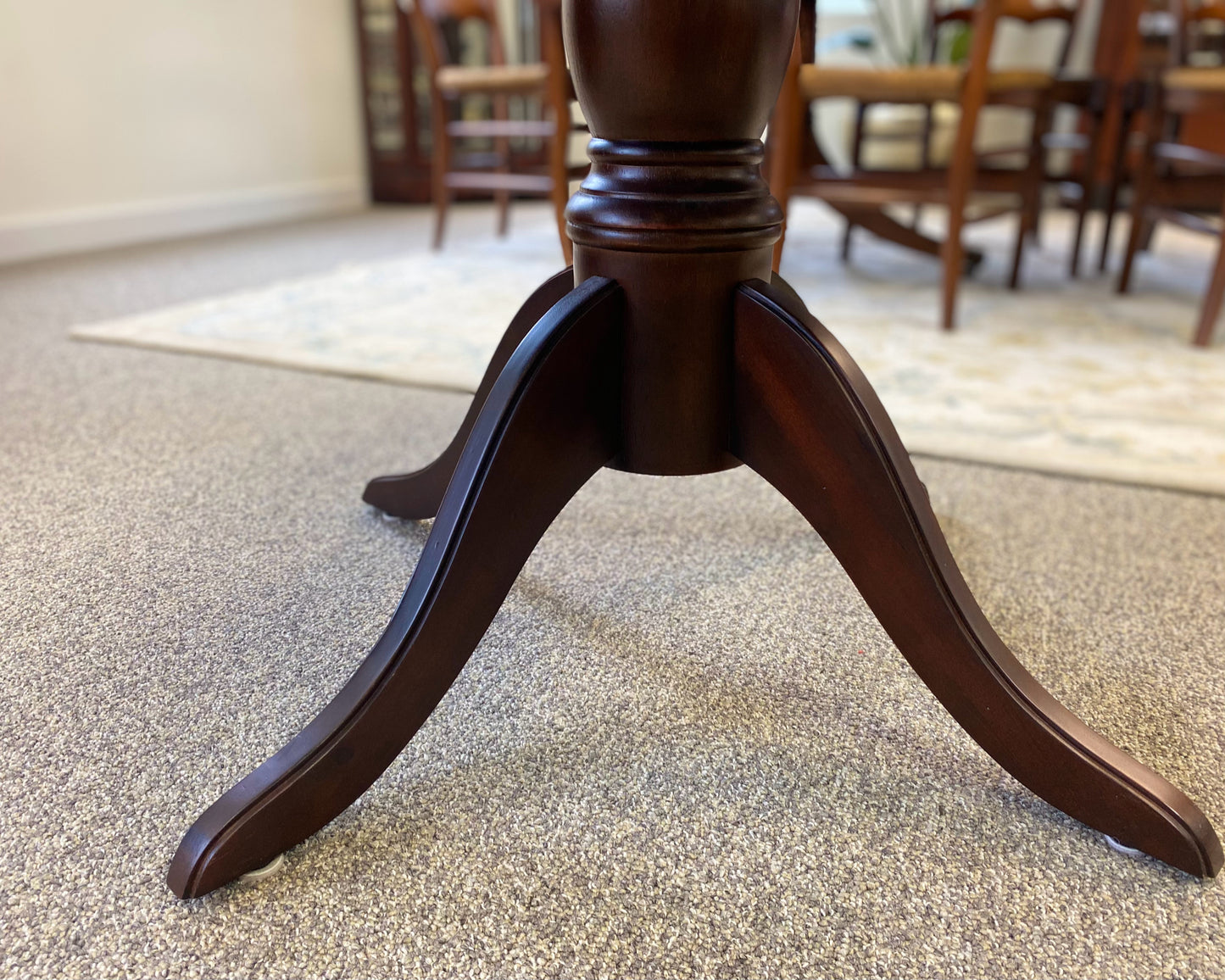 Dark Cherry Round Pedestal Dining Table