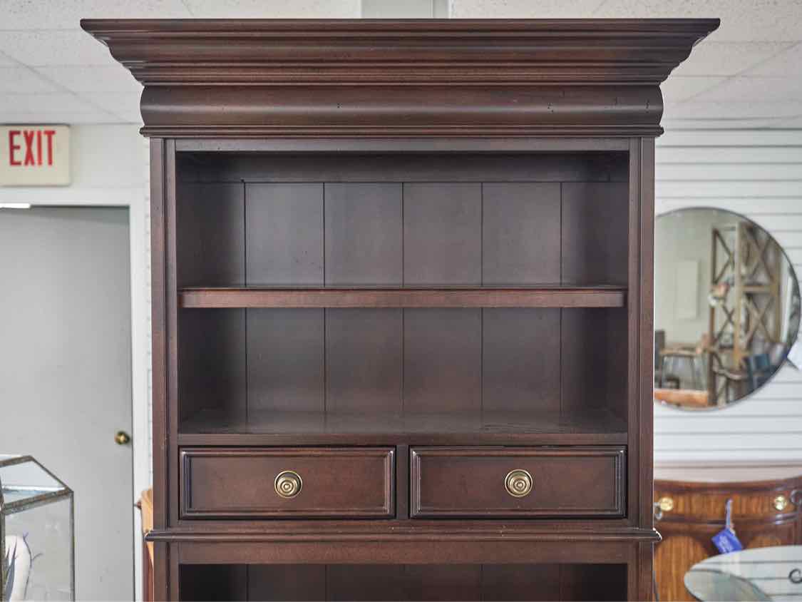 Stanley Cherry Two Piece Lighted Bookcase