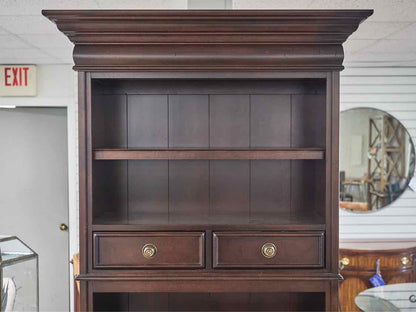 Stanley Cherry Two Piece Lighted Bookcase