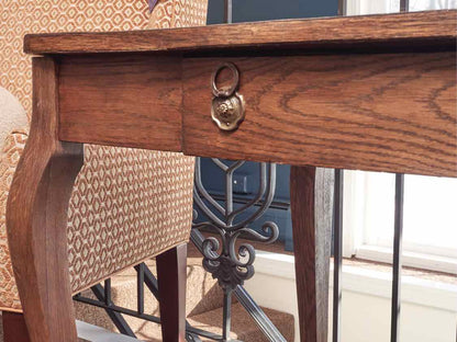 Oak Desk with Faux Drawer & Cabriole Legs