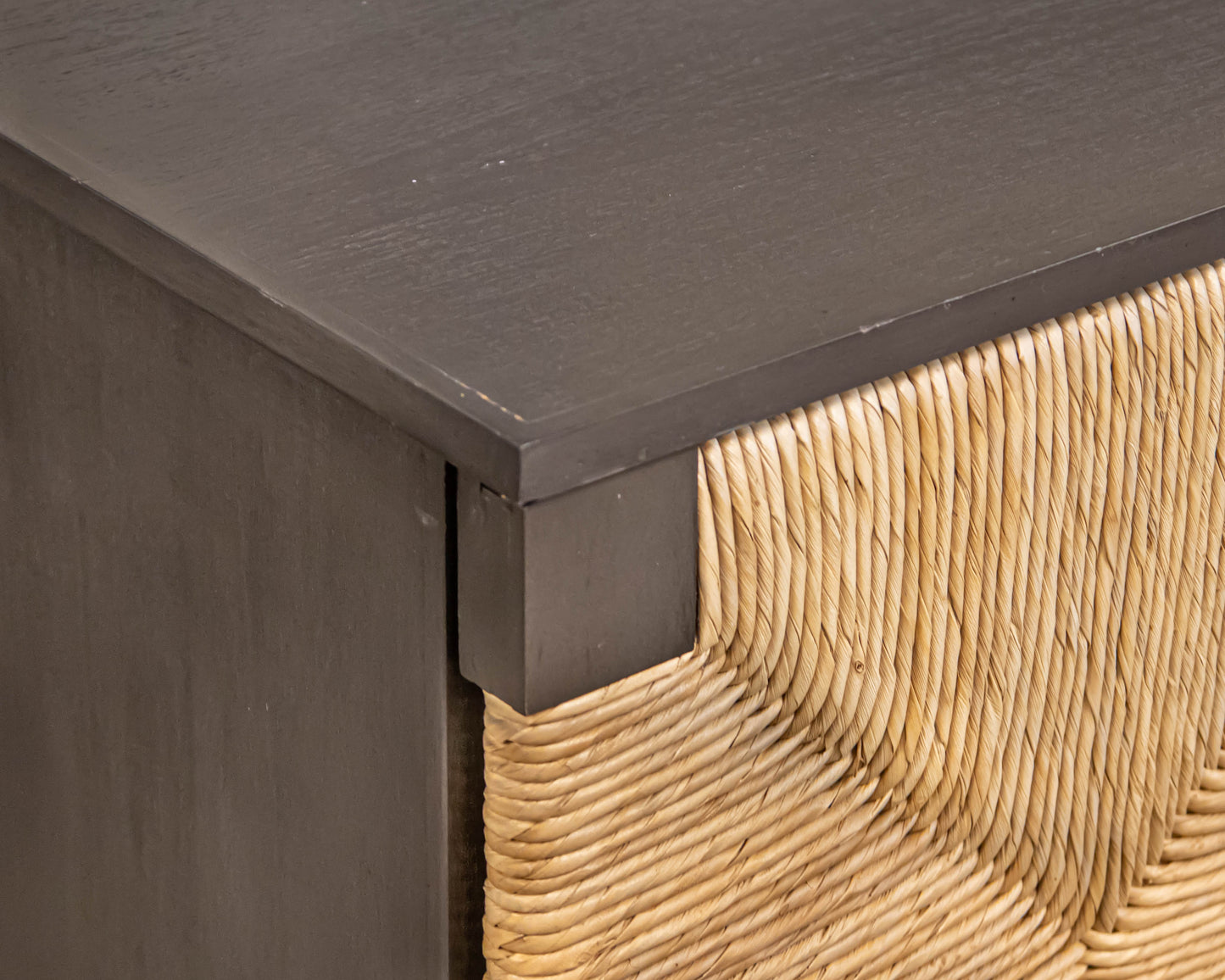 Noir Brook 4-Door Sideboard with Rush Panels in Pale Finish on Mahogany