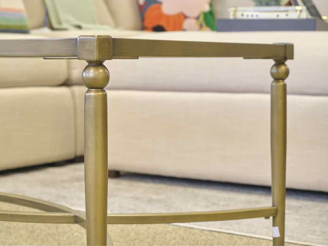 Brass Base Cocktail Table With Glass Top