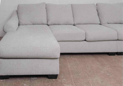 Ashley 5 Piece Cloud Grey Upholstered Sectional with Chaise