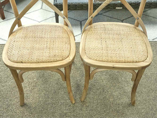 Pair of Ballard Design 'Constance' Rattan Dining Chairs