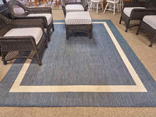 Outdoor Denim Blue Area Rug W/ Ivory Border