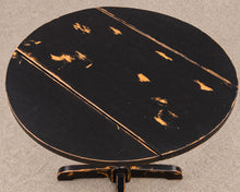 Maple Black Finish Distressed Drop Leaf Pedestal Table