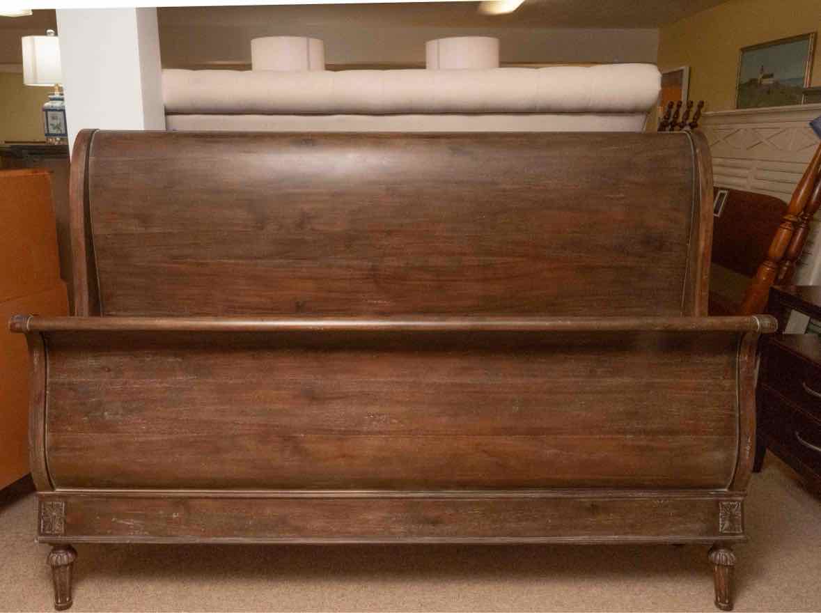 King Sleigh Bed in Espresso Distressed Finish