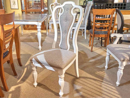 Liberty Furniture Table  Driftwood Finish Top Distressed White Legs & Chairs Set