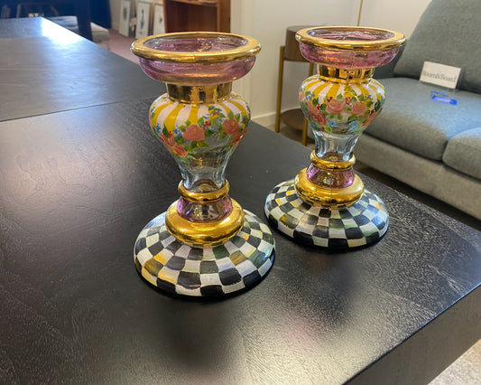 Pair of McKenzie Childs Candlestick Holders